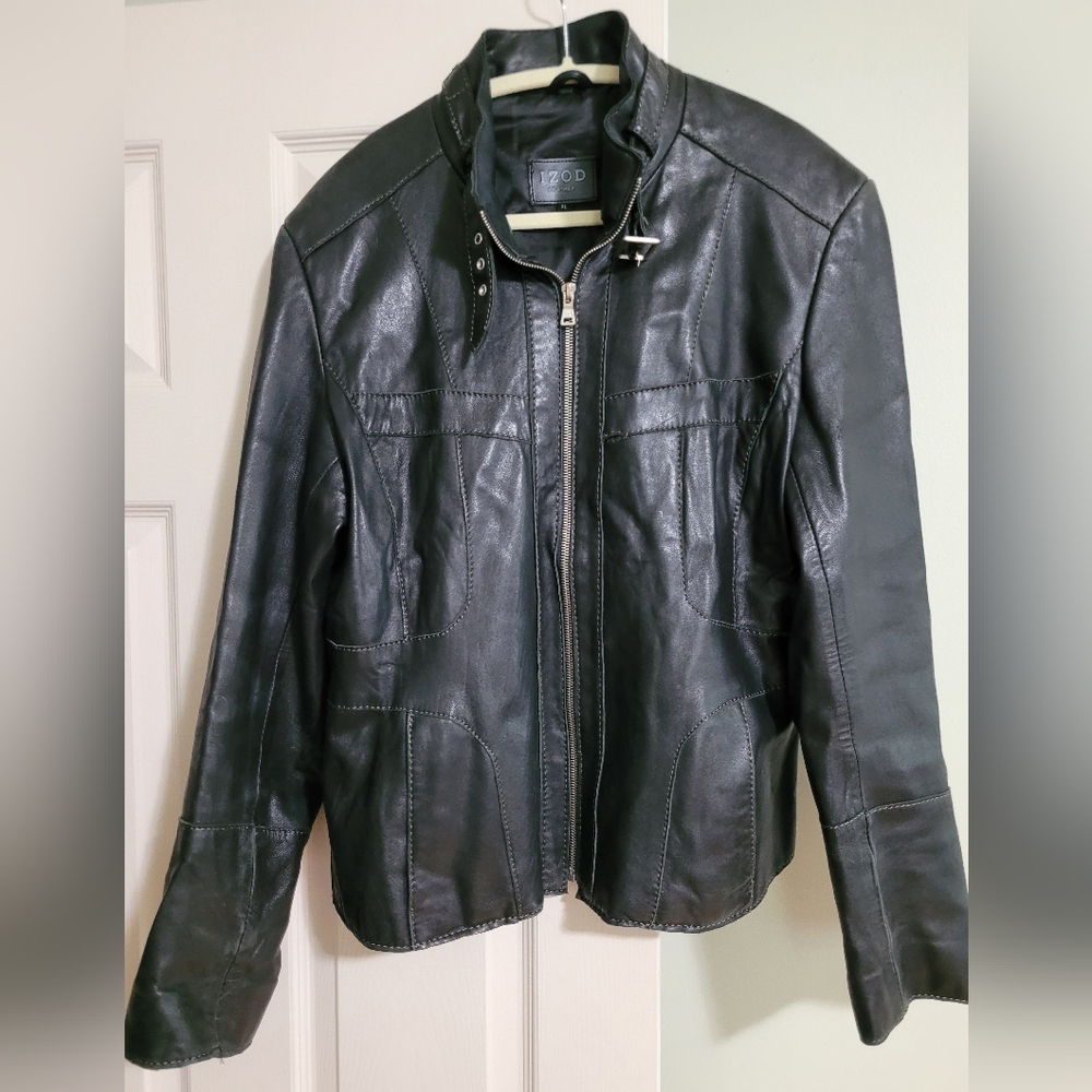 Izod Women's Dark Leather Jacket